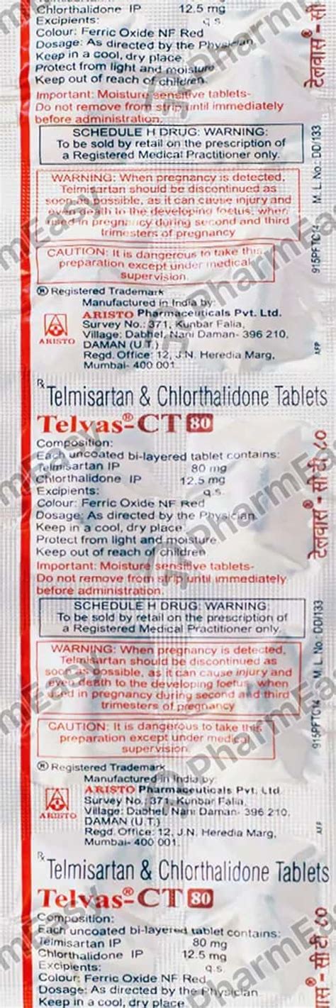 Telvas Ct Mg Strip Of Tablets Uses Side Effects Price Dosage