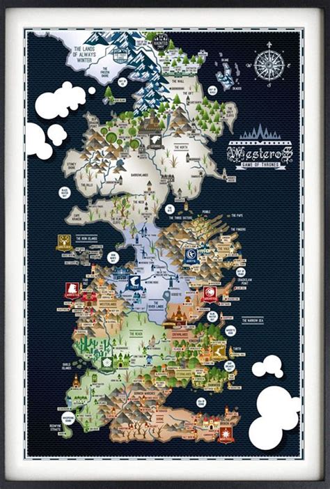 Game Of Thrones Maps On Etsy Westeros Map Game Of Thrones Gifts