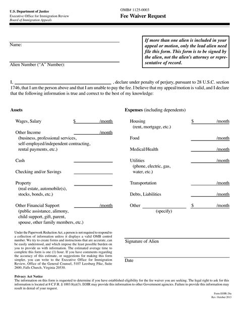 Form Eoir A Fill Out Printable Pdf Forms Online