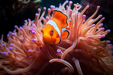 Premium Photo | An orange and white clown fish is in an aquarium with ...