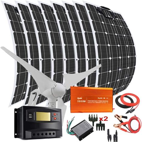 Pannelli Solari 1200W 12V 24V Kit Di Energia Solare Eolica Con Inverter