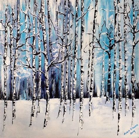 Painting Of Birch Trees In Winter at PaintingValley.com | Explore collection of Painting Of ...