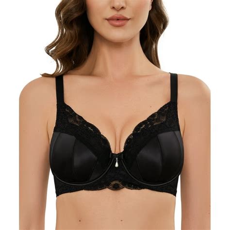 Wingslove Womens Full Coverage Underwire Push Up Bra Unpadded Plus Size Minimizer Brablack