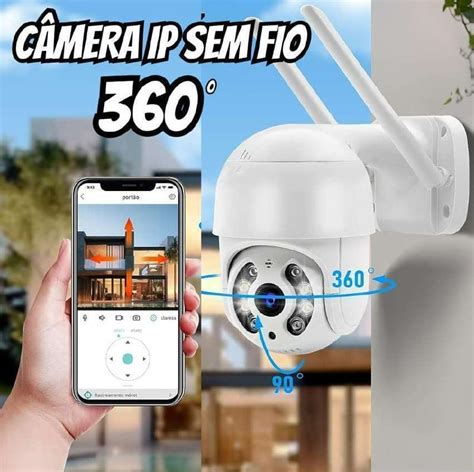 Camera Ip Sem Fio De Seguran A Externa Hd Rotativa Prova Dagua Wifi