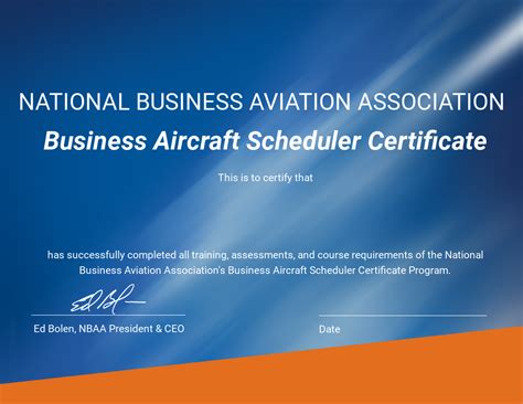 Business Aircraft Scheduler Certificate • National Business Aviation Association • Accredible