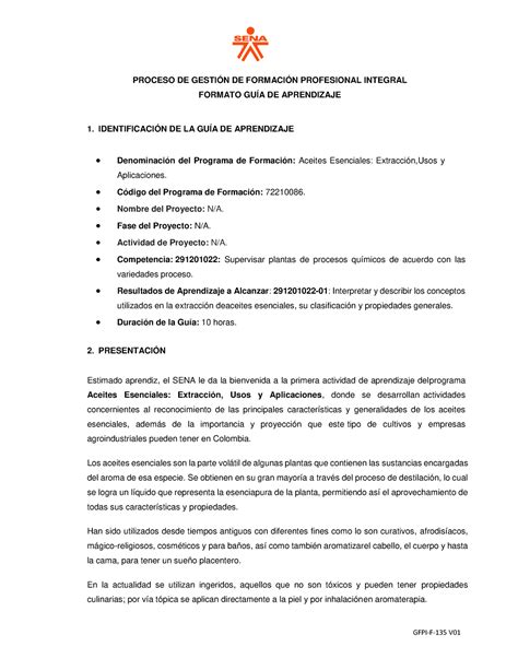 Actividad Guia Sena Aceites Esenciales Proceso De Gesti N De