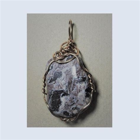 Raging River Rhyolite Pendant Bronze Wire Wrapped Stone Jewelry