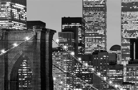 Manhattan Skyline At Night Fototapet 115x175 Cm Fra W G