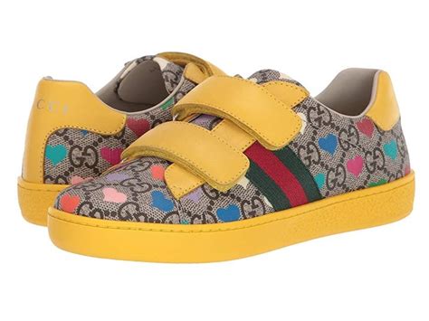 Gucci Kids New Ace V.L. Sneakers (Little Kid) Girl's Shoes Beige/Ebony ...