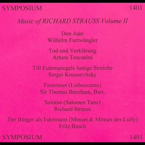 Music Of Richard Strauss Vol Album Par Wilhelm