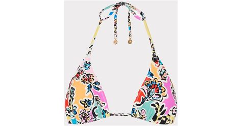 Milly Rainbow Oasis Triangle Bikini Top In White Lyst