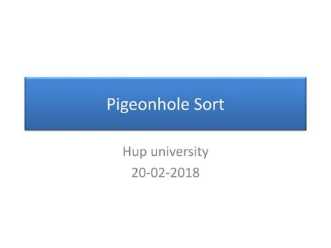 Pigeonhole sort | PPT