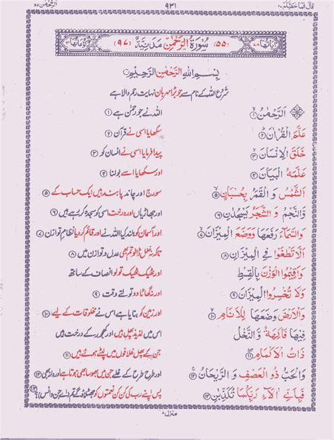 Surah Rahman With Urdu Translation