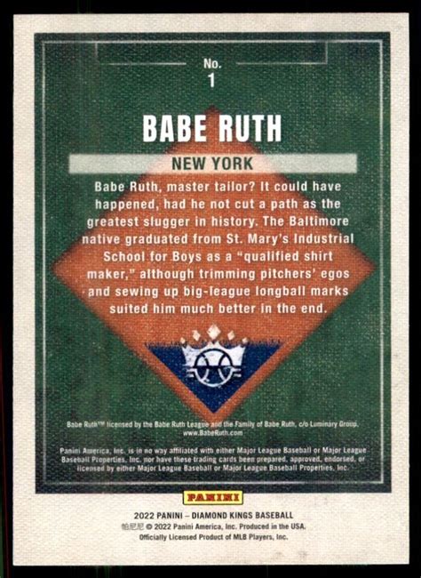 2022 Panini Diamond Kings Babe Ruth New York Yankees 1 EBay