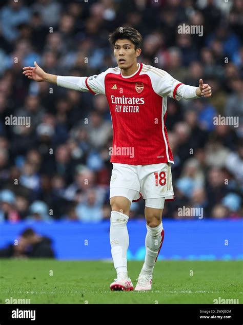 Takehiro Tomiyasu Of Arsenal Reacts During The Premier League Match