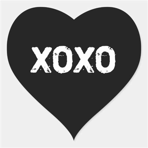 Xoxo Valentines Day Black White Hugs Kisses Custom Heart Sticker Zazzle