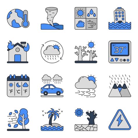 Premium Vector Set Of Weather Prediction Flat Icons