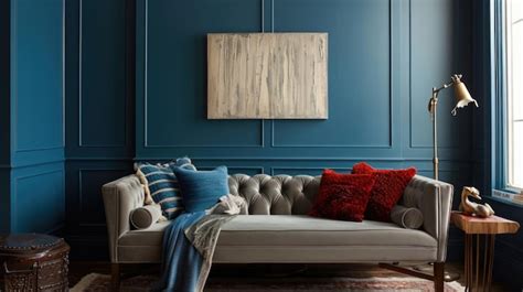 Premium Photo | Elegant Living Room with Blue Walls