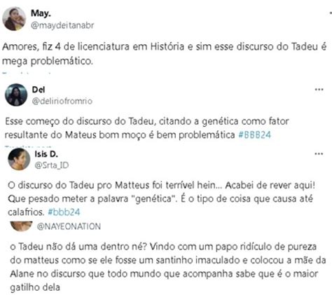 Internautas Detonam Discurso De Tadeu Schmidt Para Matteus No Bbb