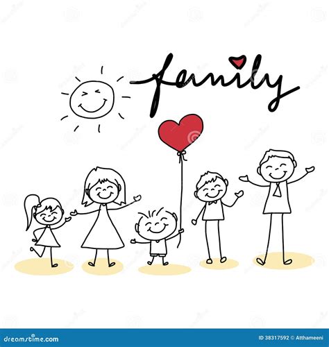 hand drawing cartoon happy family stock photography cartoondealercom