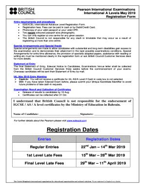 Fillable Online Edexcel International Advance Level Registration Form