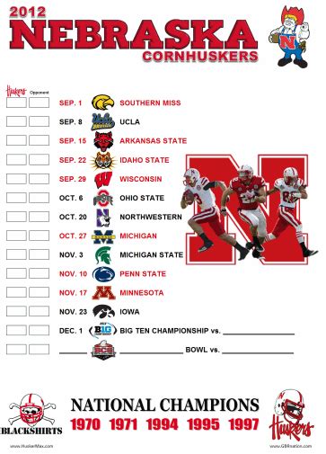 Printable Nebraska Football Schedule 2023 2024