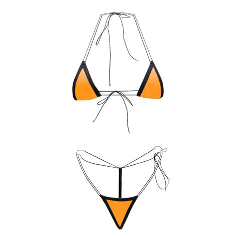 Utsjkr Bikini Set For Women Extreme Triangle Top G String Swearwear Sexy Multi Clour Tie Side