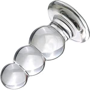 Amazon Glass Penis Pleasure Wand Anal Plug Beads Transparent Crystal Butt Plug With Flared