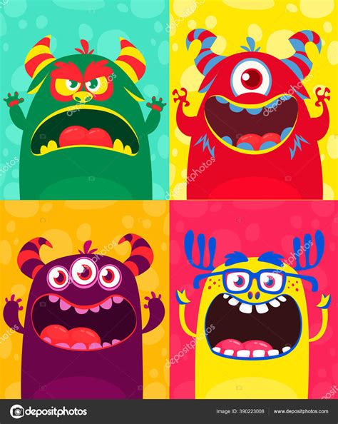 Monstro Desenhos Animados - Monstros Desenhos Animados Definidos Ilustração Vetorial Diferentes ...