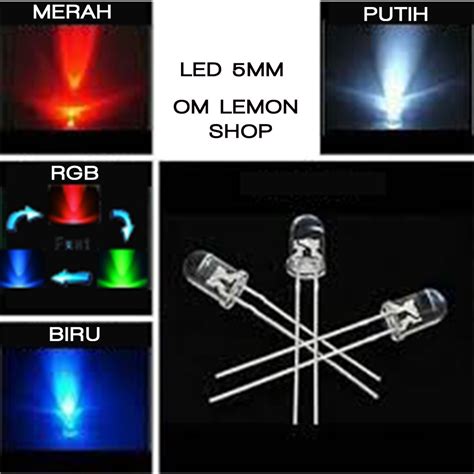 Jual Oml Lampu Led Mm Warna Biru Putih Merah Kuning Hijau Rgb