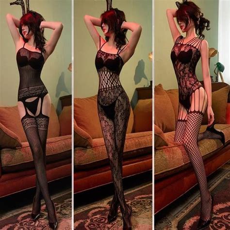 Lingerie Rotique Ensemble De Sexy Body Netwear Creux Ouvert Entrejambe Body Bas Noir Style