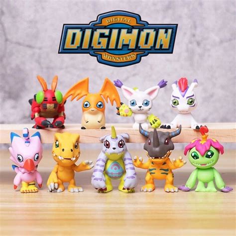 9pcs Set Digimon Biyomon Greymon Agumon Gabumon Tentomon Gatomon