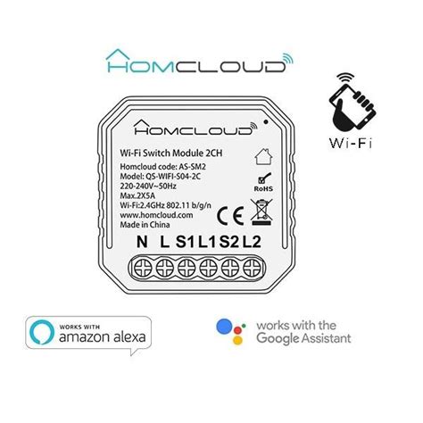 Modulo Interruttore 2CH Wi Fi Da Incasso Homcloud AS SM2 3gweb It