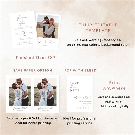 Minimalist Save The Date Template Editable Save The Date Card