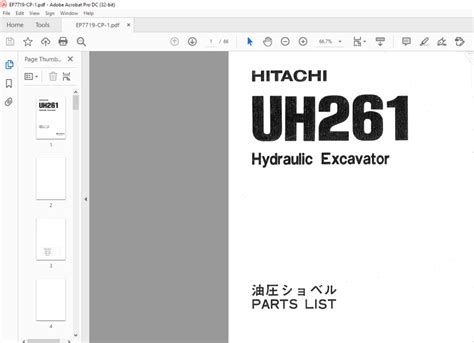 Hitachi Hydraulic Excavator Uh261 Parts List Manualp7719 Cp 1 Pdf