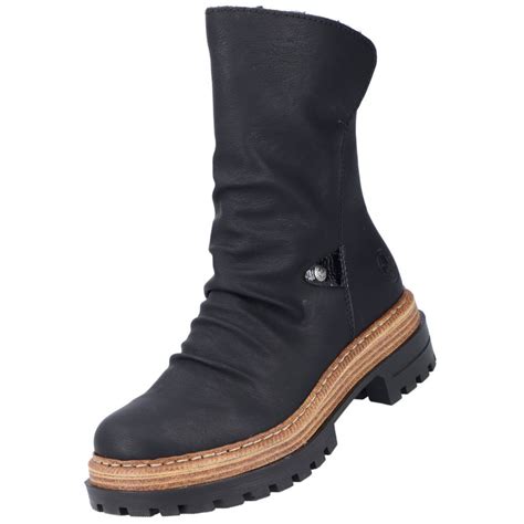 Rieker Damen Stiefel Gef Ttert Schwarz Trendbereich