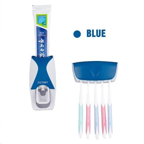 blue Distributeur automatique de dentifrice porte brosse à dents