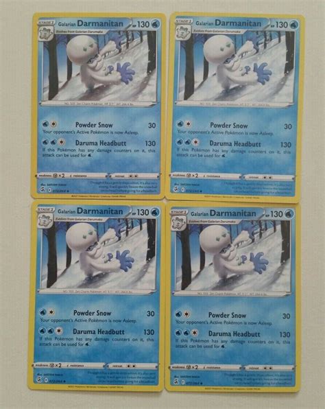 4x Pokémon TCG Fusion Strike Galarian Darmanitan 072 264 Uncommon