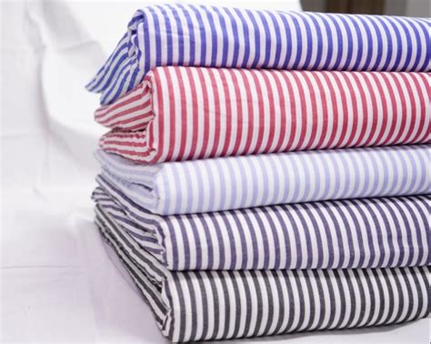 Cotton Fabric 58 60 Cotton Striped Shirting Fabric GSM 100 150 GSM