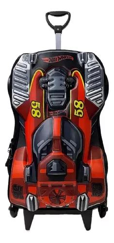 Mochila Escolar 3d De Rodinhas Hot Wheels Dune Soar Vermelho Frete grátis