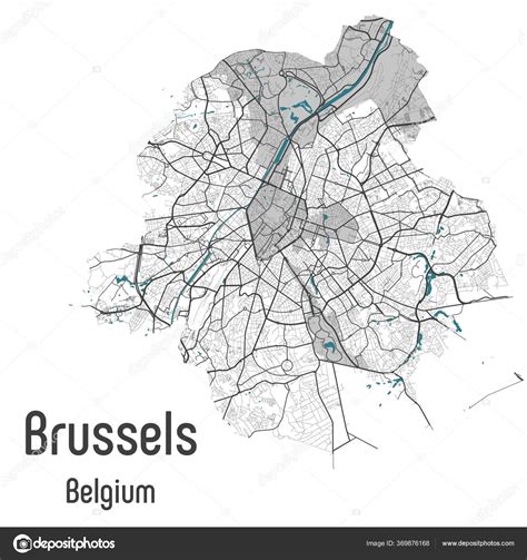 Brussels Map Bruxelles Brussel Administrative Districts Regions Vector