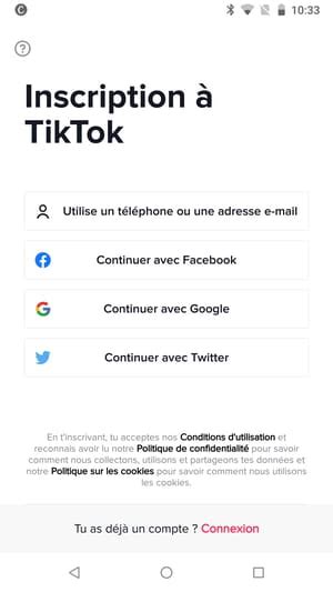 Compte TikTok Inscription Connexion Personnalisation