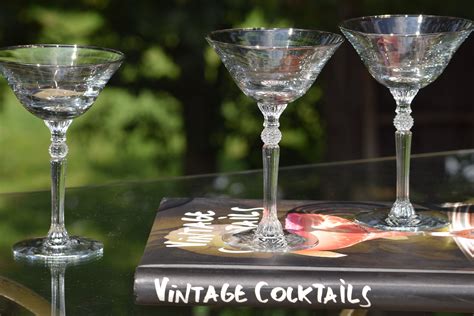 Vintage Silver Rim Cocktail Martini Glasses Set Of 4 Tall Vintage Platinum Rimmed Martini