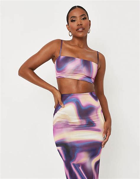 Missguided X Carli Bybel Co Ord Slinky Crop Top With Cowl Neck In