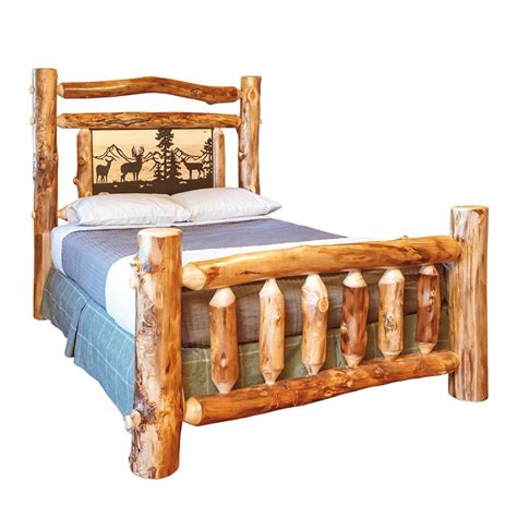 Rustic Aspen Log Metal Wildlife Insert Bed