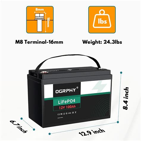 Ogrphy Lifepo4 12v 100ah Lithium Battery United States