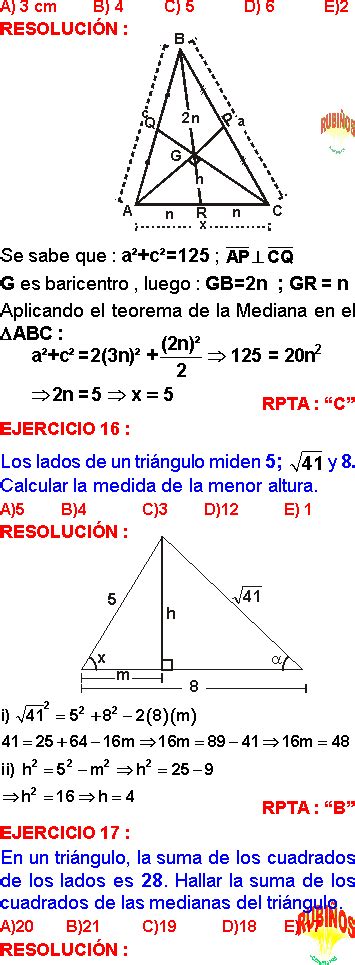 METRICAS EN TRIANGULOS OBLICUANGULOS EJEMPLOS Y EJERCICIOS RESUELTOS DE