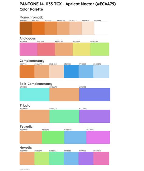 PANTONE 14 1133 TCX Apricot Nectar Color Palettes Colorxs