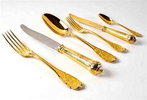 Puiforcat Elys E Vermeil Sterling Silver Flatware Cutlery Set