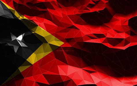 Timor Leste Flag Low Poly Art Asian Countries National Symbols Flag